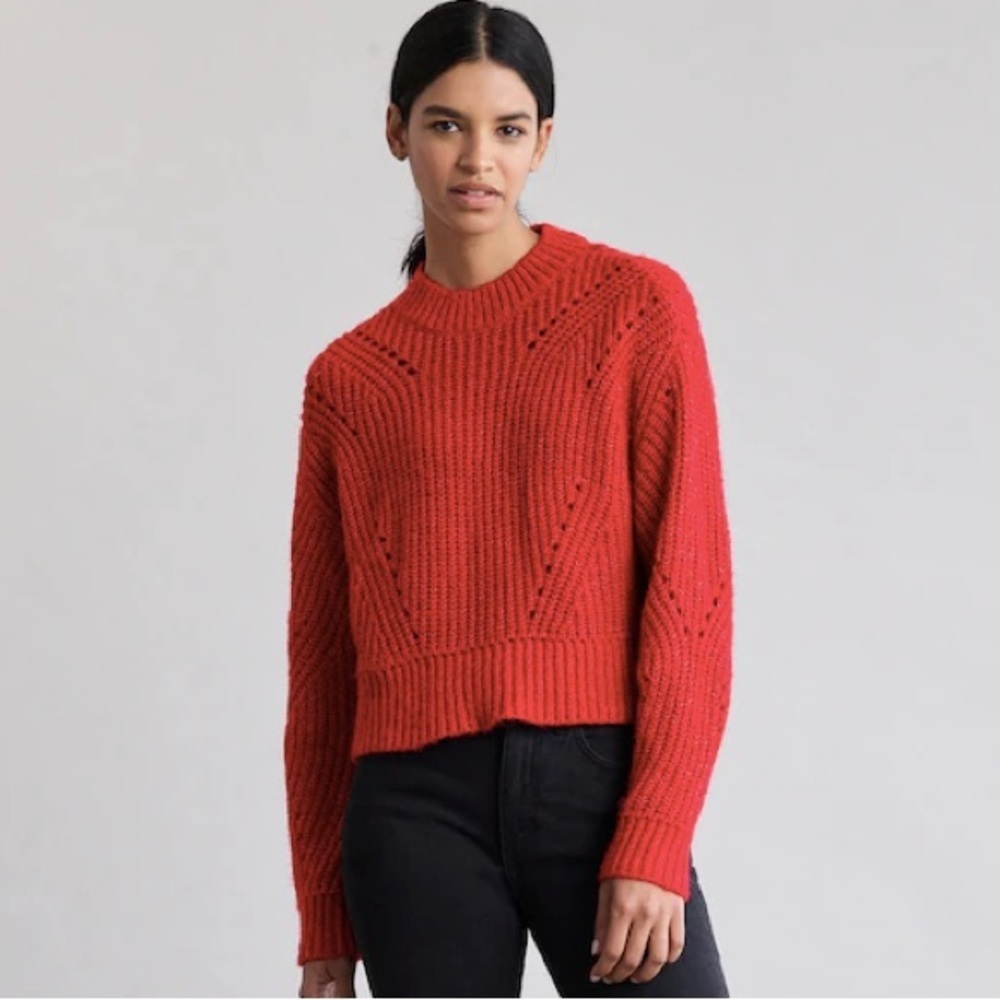 Elizabeth and James Red Gold Knit Long Sleeve Pullover Oversized Sweater size L